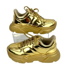 Freewalk Foam Fit Tennis Shoes Women's 8.5 Gold Metal Sneakers 38.5 Flats Shoes